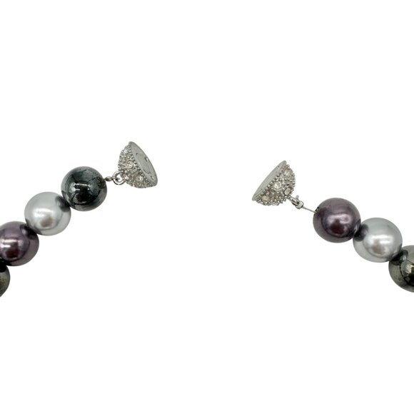 Premier Designs Multicolor Faux Pearl Necklace 14 inch Rhinestone Magnetic Clasp - Picture 3 of 8